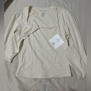 ivory square neck long sleeve  top
